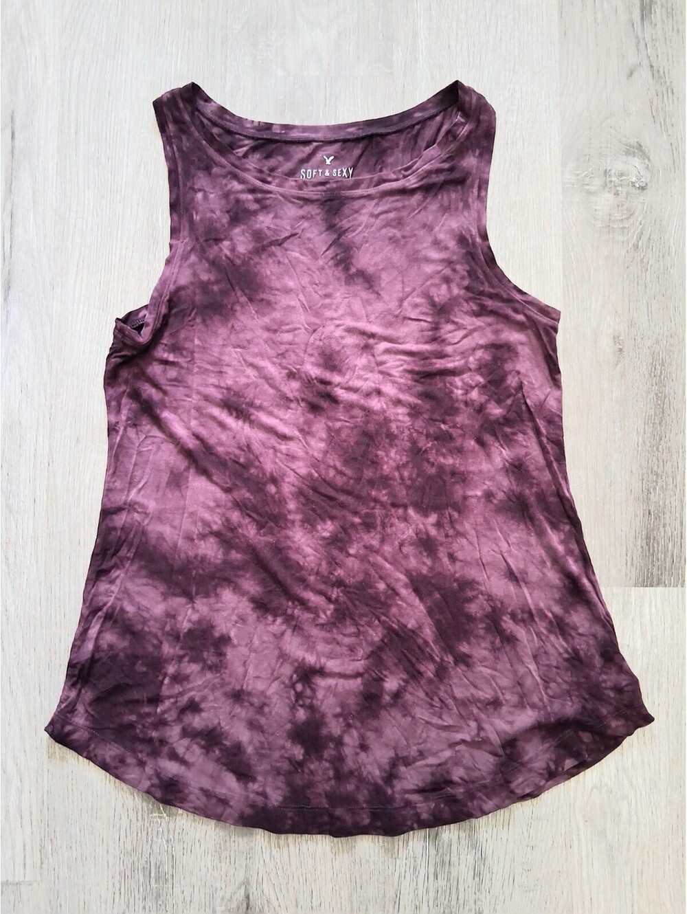 American Eagle Soft & Sexy Woman's Small Purple Tie Dye Distressed Wash Tank Top